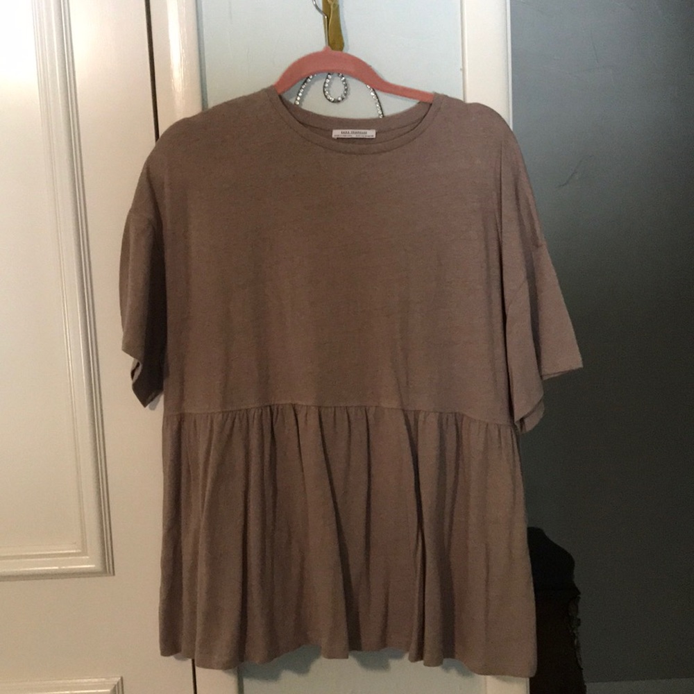 Zara Brown Peplum Tee